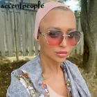 Модные женские солнцезащитные очки без оправы 2022 Роскошные брендовые дизайнерские модные солнцезащитные очки без оправы для женщин новые стильные Асимметричные солнцезащитные очки