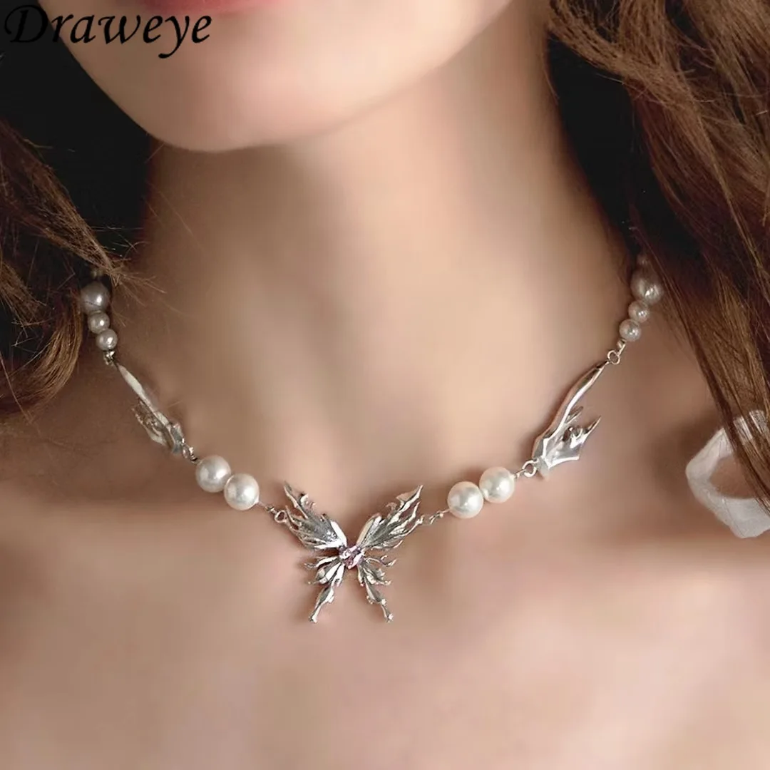 Ожерелья-бабочки Draweye Y2k для женщин винтажные в стиле панк корейские украшения