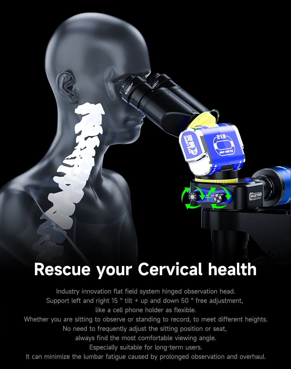 Фото Микроскоп MECHANIC ROBOT SMART EYE, 7X-45X зум, 45 °   Поворотная головка, окуляр PL10X25 с разрешением 4K, для точной инспекции №1