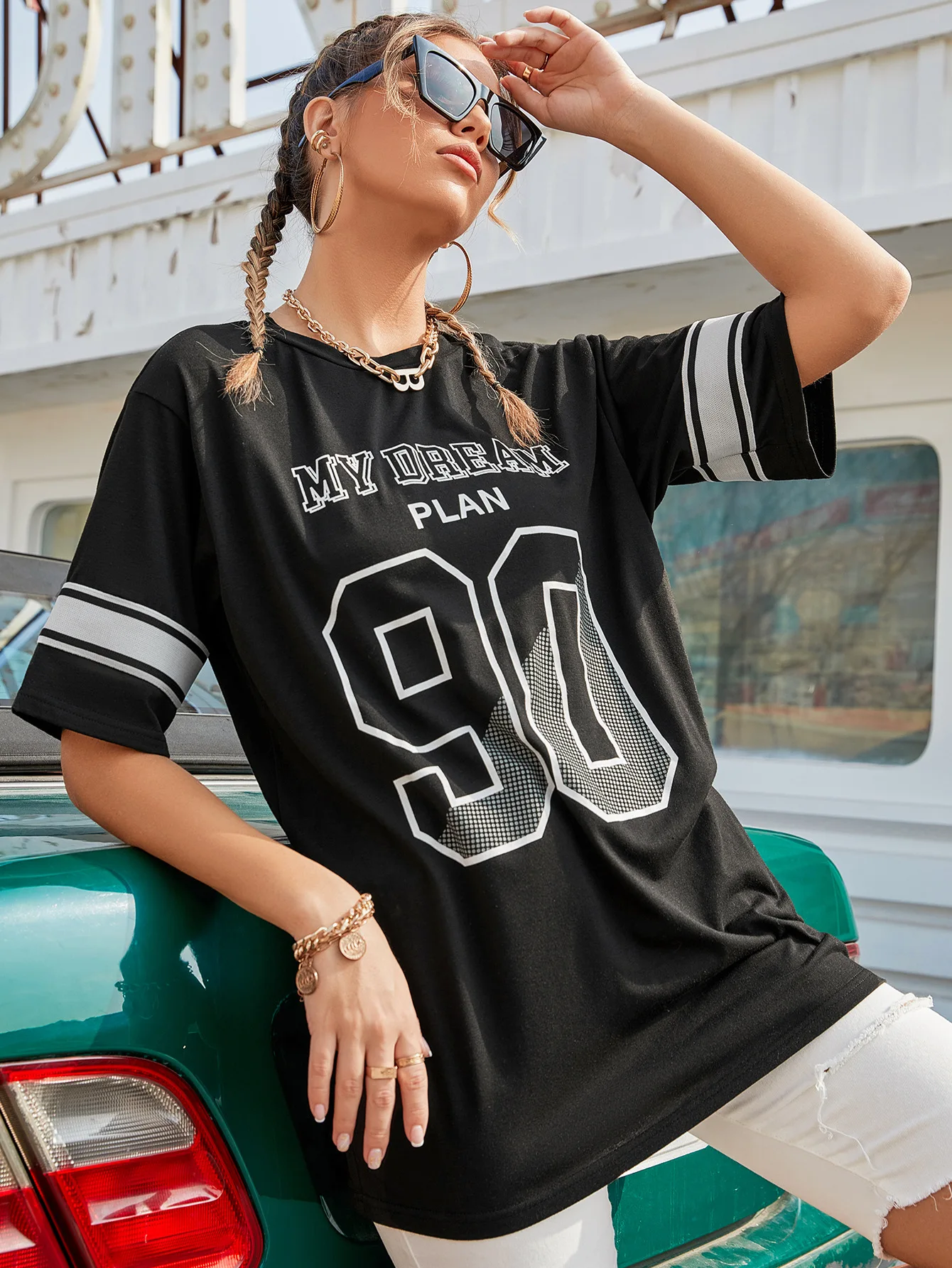 

Женские футболки с графическим принтом, модный уличный трендовый Повседневный пикантный свободный Универсальный пуловер с рукавом 2023, футболка с принтом,