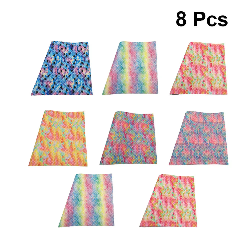 

8 Pcs Canvas Fabric Glitter Fabric Fish Scale Printed Faux Faux Upholstery Faux Sheets Earrings