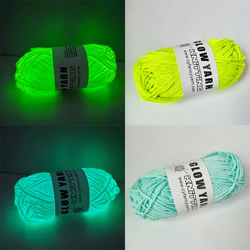 

70M Novel Functional Yarn Glow In The Dark Polyester Luminous Chunky Yarn 2mm for Hand Knitting Carpet Sweater Hat Wool Yarn