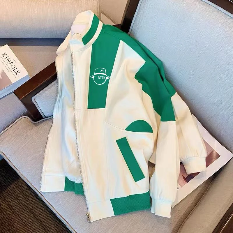 2022 Street Women Golf Printed Baseball Uniform Cotton Bomber Jacket Women Winter Loose All-match Casual Zipper Golf Jacket