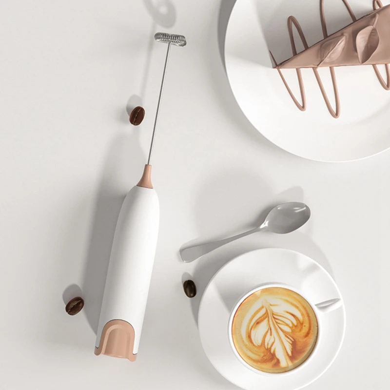 

Electric Milk Frother Mixer Kitchen Food Stirrer Coffee Cappuccino Creamer Whisk Portable Blender -White Coffee