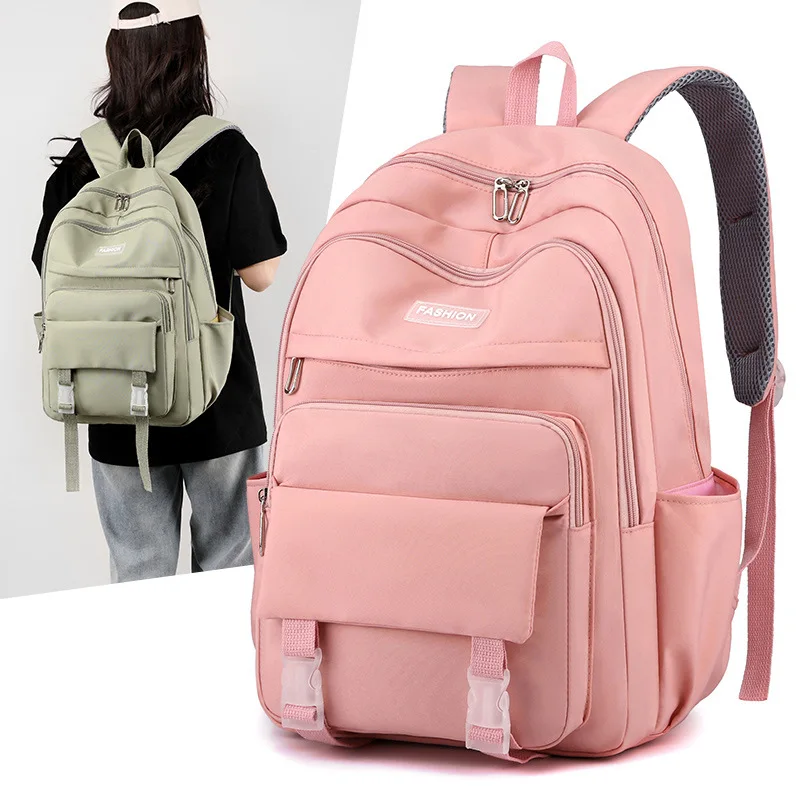 

Harajuku Cute School Bag For Girls Multi Pocket Waterproof Nylon Women Backpack Fashion Travel Backbags Large Capacity Bookbags