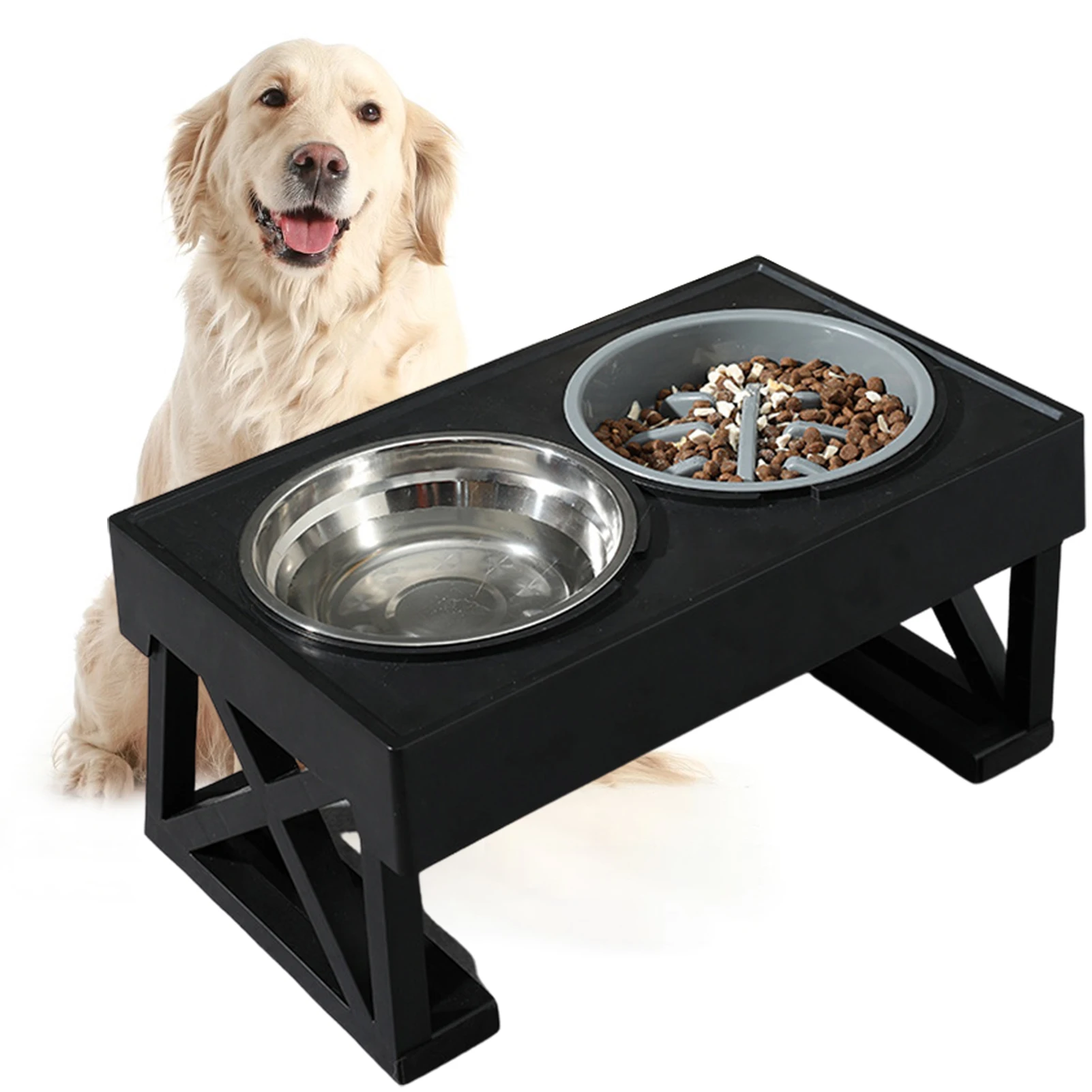 

Elevated Dog Bowls Dog Bowl Holder Dog Feeding Station With 2 Stainless Steel Water Bowls Raised Food Bowls For Large Sized Dogs