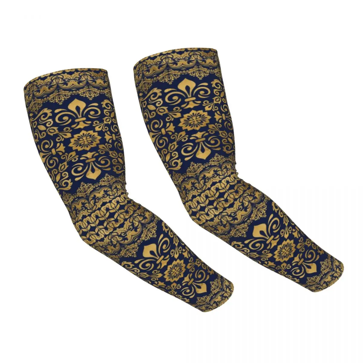 

Oriental Damask Fleur De Lis Arm Sleeves Warmer Women Men Fleur-De-Lys Lily Flower UV Sun Protection Tattoo Cover Up