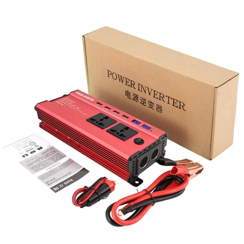 

Car Power Inverter 1200W Car Inverter LCD Display AC Converter With 4 USB Ports And 2 AC Outlet Car Charger Road Trip