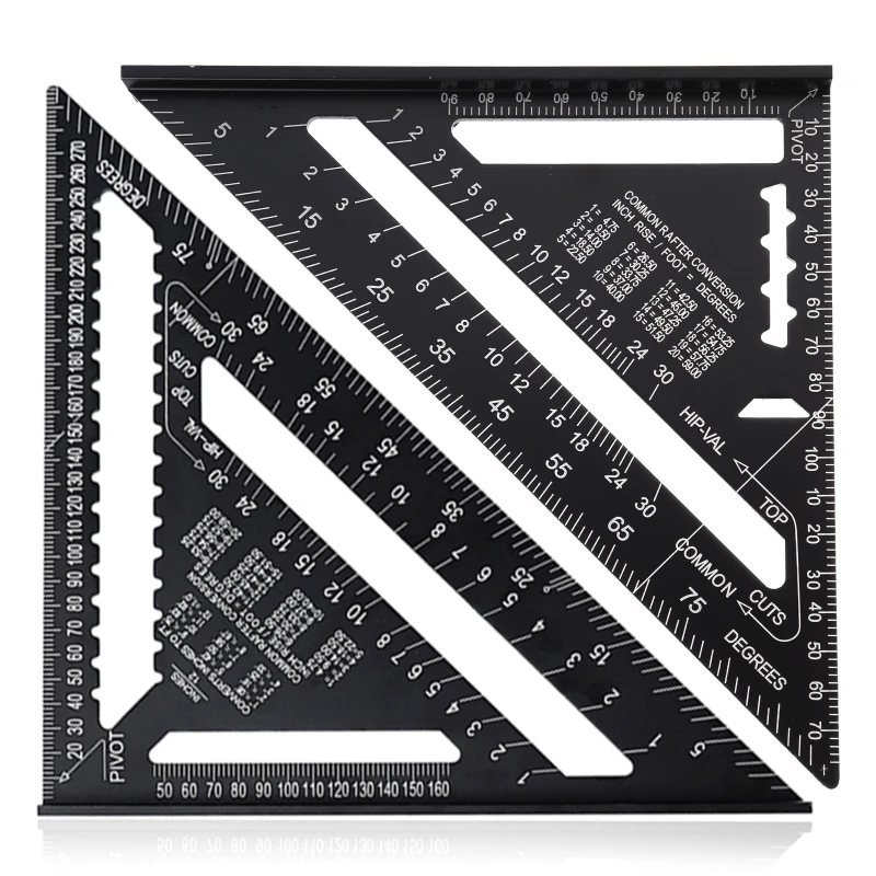 

7/12 Inch Aluminium Alloy Triangular Measuring Ruler Woodworking Carpenter Square Angle Protractor Drop Shipping