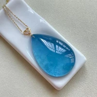 natural blue aquamarine pendant 4027mm brazil women men water drop aquamarine fashion stone jewelry necklace aaaaaa