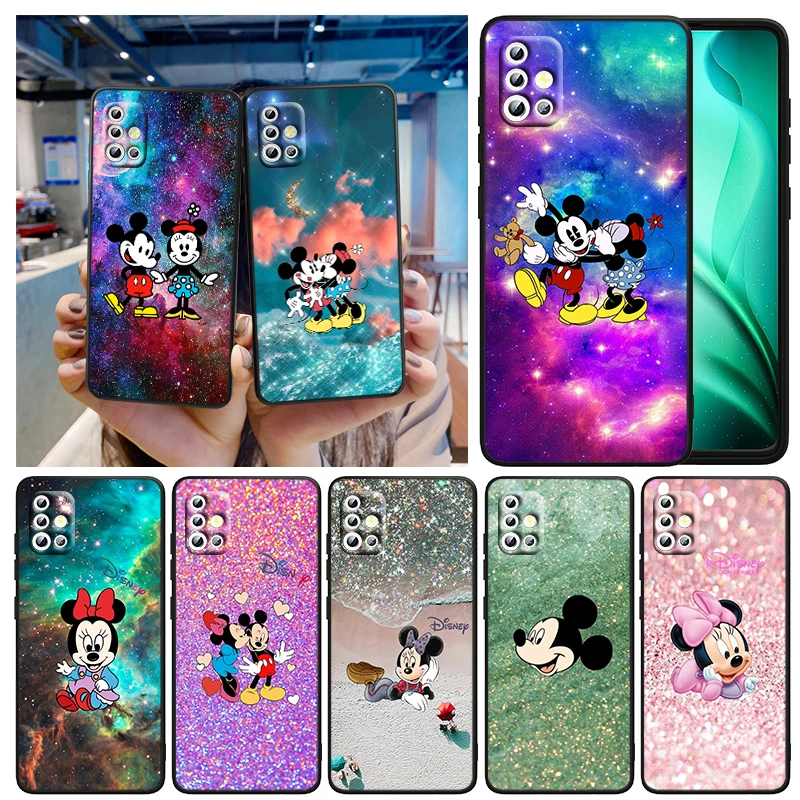 

Mickey Minnie colorful For Samsung A73 A72 A71 A54 A53 A52 A51 A42 A33 A32 A23 A22 A21S A13 A04 A03 5G Black Phone Case