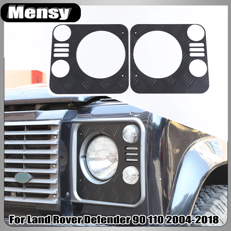 Фото Для Land Rover Defender 90 110 2004-2018 алюминиевый сплав черный автомобильный чехол для фар абажур автоаксессуары №2