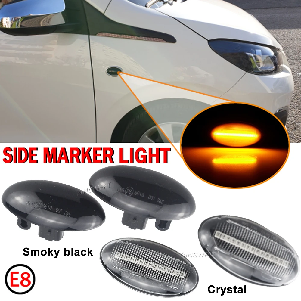 

Динамическая фонарь, мигающий указатель поворота, боковые габаритные огни для Peugeot 307 206 407 107 607 Citroen C1 C2 C3 C5 C6, индикатор