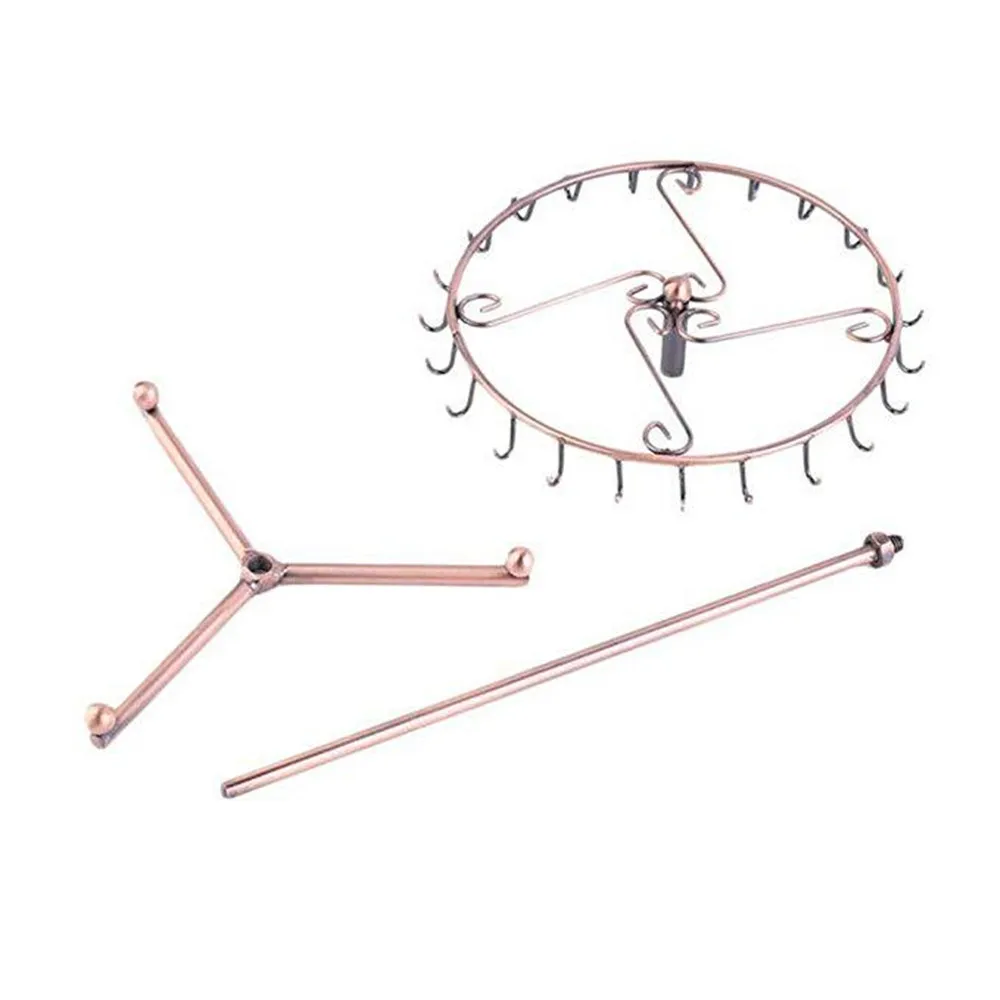 23 Hooks Vintage Pendant Scarf Jewelry Display Rack Rotatable Necklace Ring Bracelet Stand Holder Organizer Storage Container