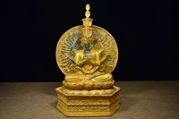 10 tibetan temple collection old coloured glaze thousand heads eight arms avalokitesvara buddha backlight worship buddha