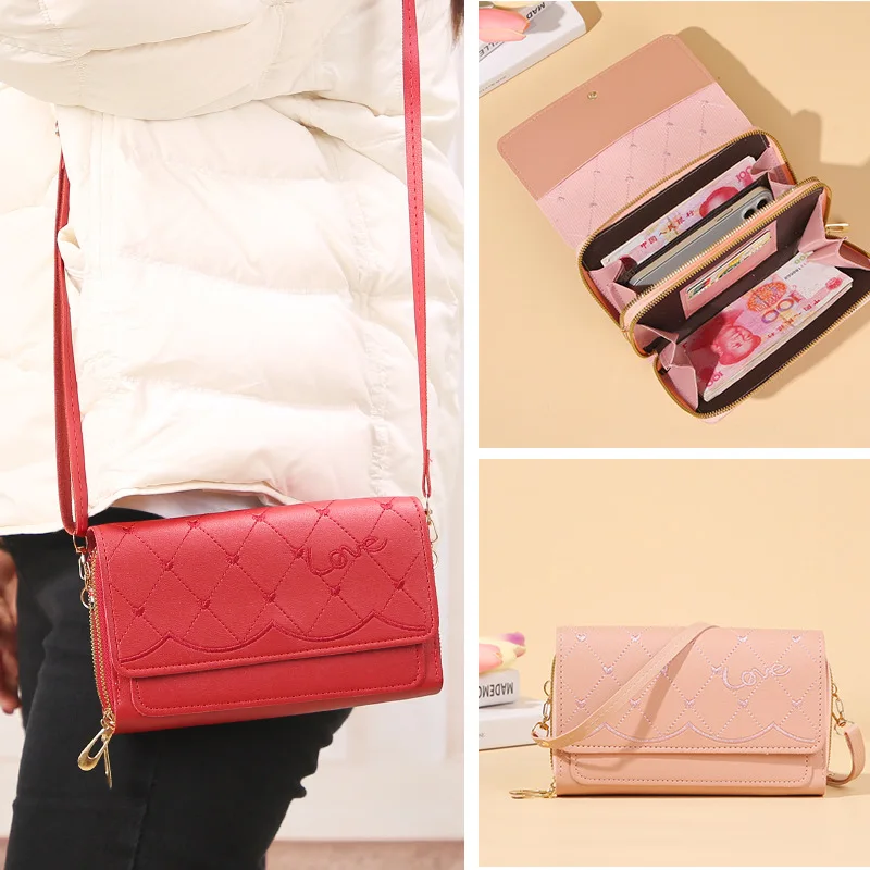 

Women Bags Soft Leather Wallets Large Capacity Crossbody Bags Fashion Shoulder Bag for Female Multi-function Cell Phone Purse