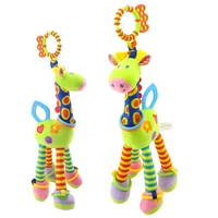 hot sale plush infant toys soft giraffe animal handbells baby development lovely newborn baby rattles plush bed bells handbell