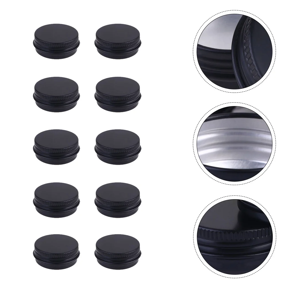 

10 Pcs Aluminum Tealight Cups Candy Lip Balm Beauty Cream Bottle Metal Tins Lids Bottled Black Aluminum Box Sample Lotion Jars