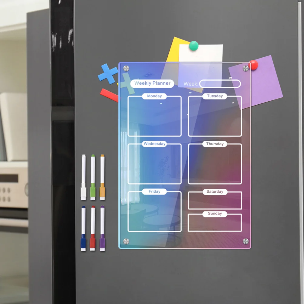 

Акриловый Еженедельный планировщик, цветные графики для украшения холодильника, маркеры для сухого стирания, магнитная доска, доска, календарь