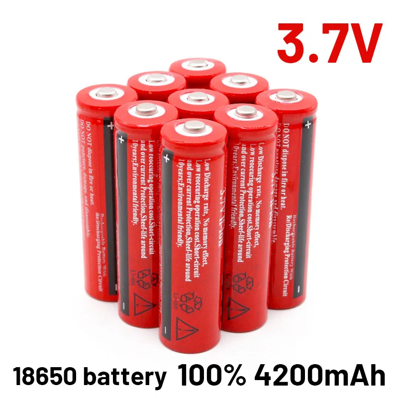 

100 original large capacity 18650 3.7V 4200 mAh 18650 Lithium Rechargeable Battery For GTL EvreFire Flashlight batteries