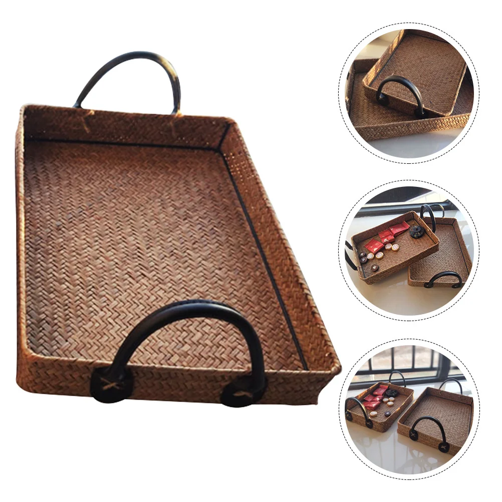 

Storage Basket Woven Sundries Organizer Wedding Bathroom Seagrass Holder Desktop Bin Household Box Home Supplies