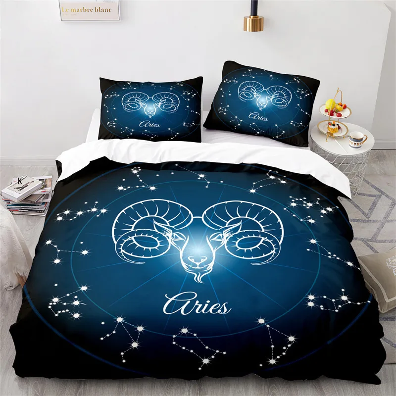 

Twelve Constellation Bedding Set 3D Print Cancer Duvet Cover Mystery Galaxy Comforter Cover Pillowcase For Kids Child Girls Boys