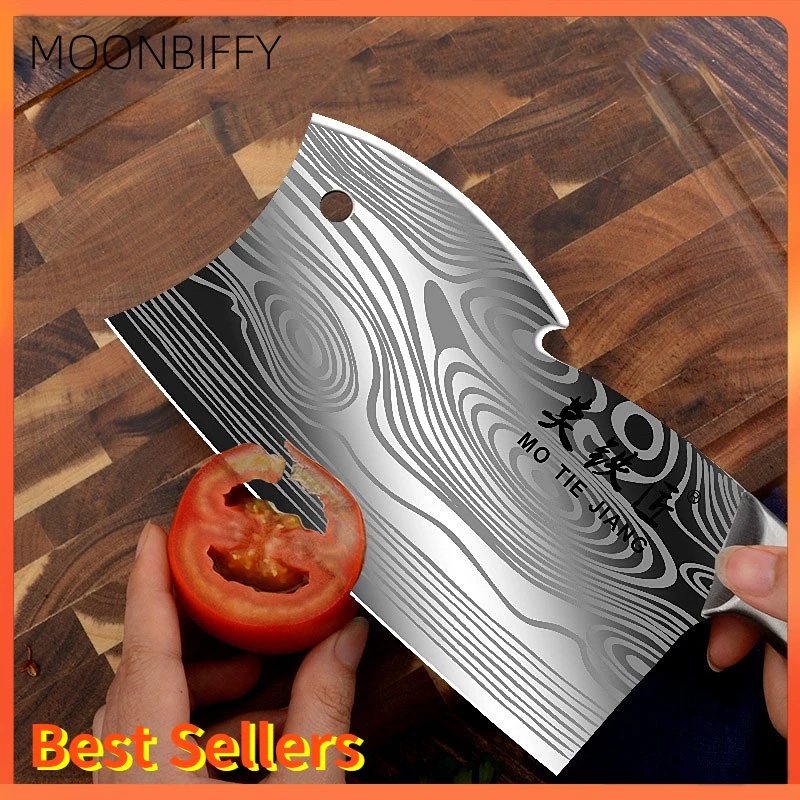 

Stainless Steel Kitchen Knife Chopping Slicing Cleaver Laser Damascus Pattern Bone Chopper Cutter Chef Butcher مطبخ нож Cocina