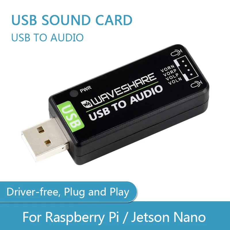 

Звуковая карта USB, без драйвера, для Raspberry Pi / Jetson Nano