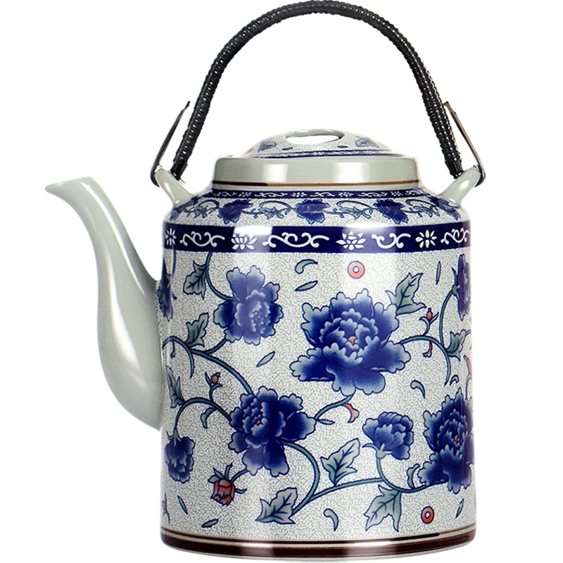 

Best Jingdezhen Ceramic Teapot Large Capacity Chinese Retro Blue And White Porcelain Kettle Loop-Handled Set Large Teapot