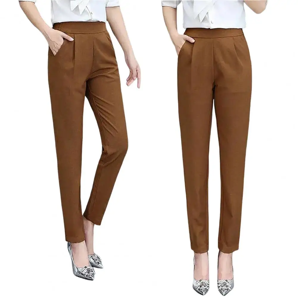 

Office Pants Minimalistic Solid Color Business Trousers Soft Woman Pants