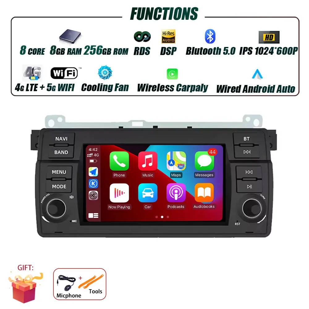 

7 "Android 15 для BMW E46 M3 318/320/325 Радио GPS-навигатор Плеер BT Мультимедийный плеер Беспроводной Carplay Screem WIFI Головное устройство