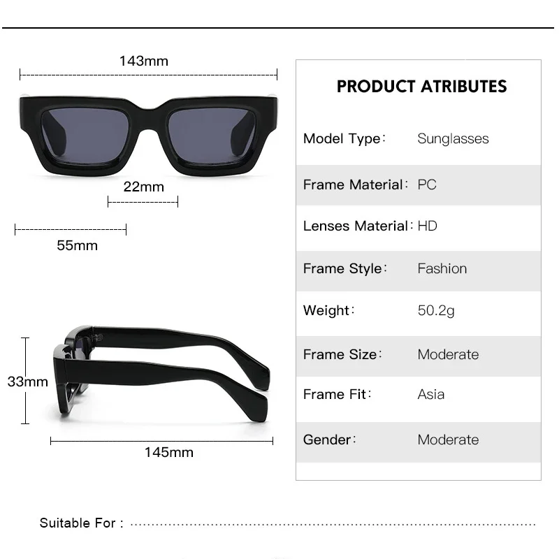 Модельер Квадратные солнцезащитные очки для женщин и мужчин новые с