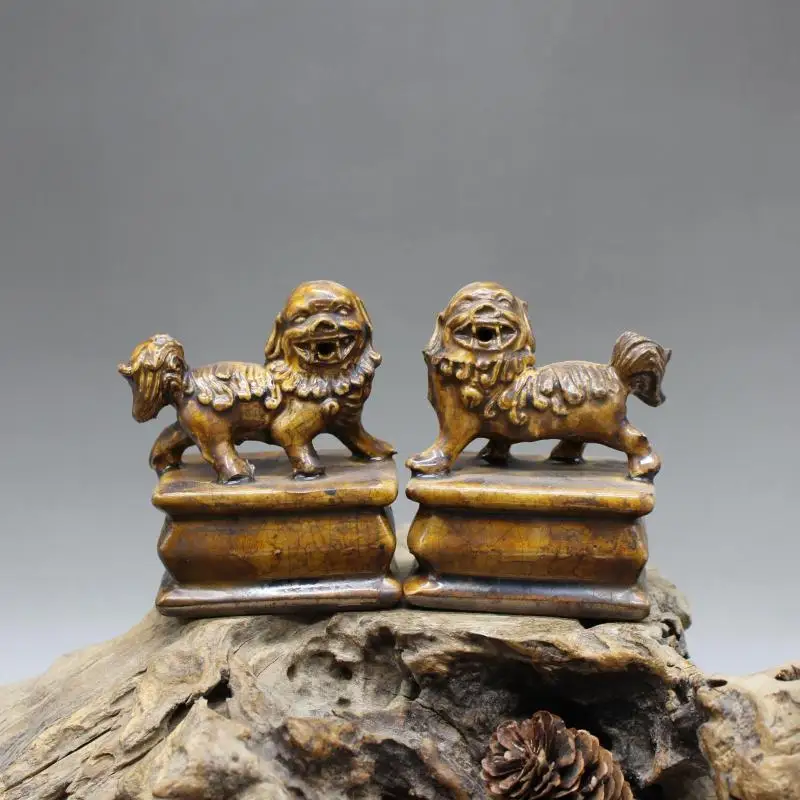 

Антикварные фарфоровые украшения с уплотнением в виде льва, резные в песне, местная печь