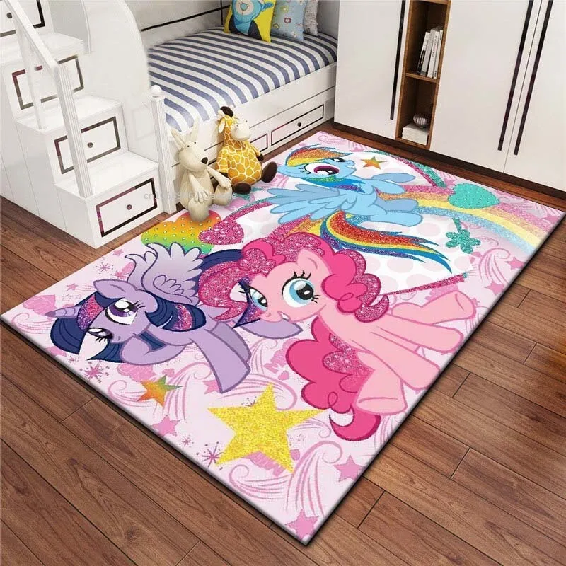 

Rainbow Unicorn Pony Carpet for Children Bedroom Kids Play Rug Soft Flannel Rug Anti-Slip Bath Mat Door Mat Area Rug Kitchen Mat