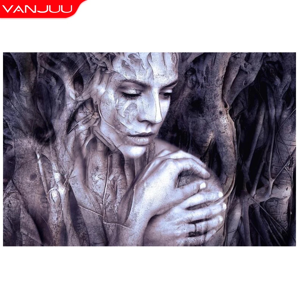 

5D Diamond Mosaic Mystical Girl Diamond Painting Diy Diamond Embroidery Women Face Tree Rhinestones Painting Home Decor