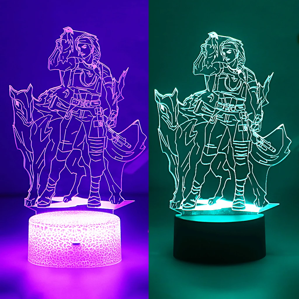 

VALORANT Skye 3D Led Night Light For Kid Anime Game Omen Viper Home Bedroom Sunset Lamp Children Festival Decor Illusion Gift