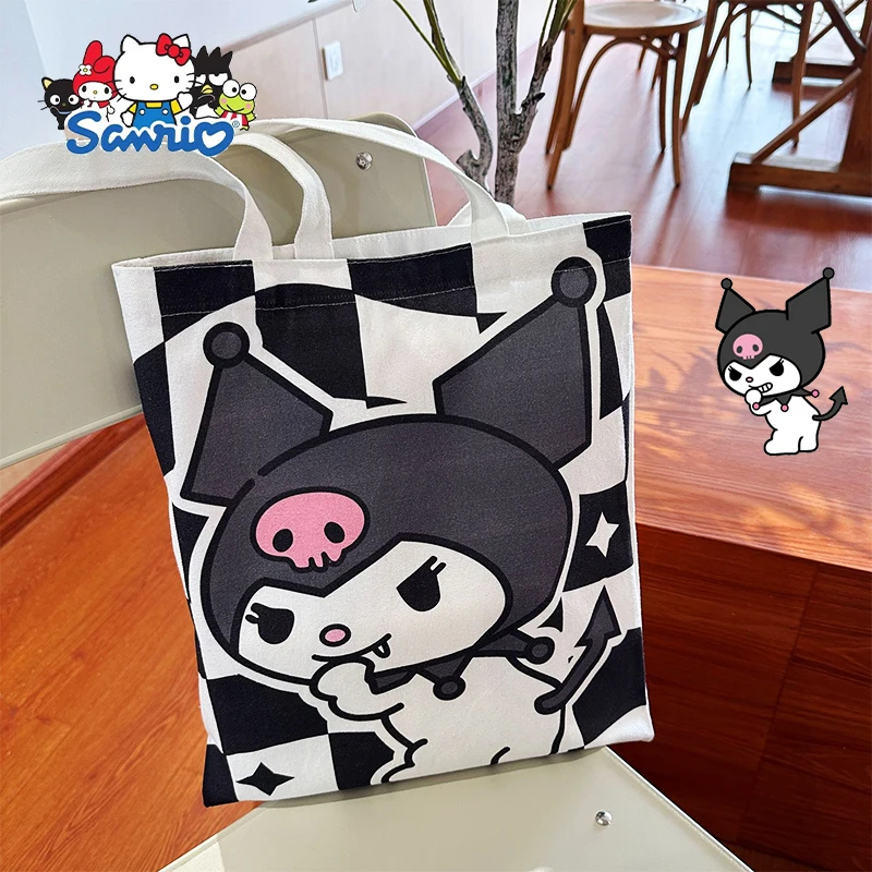 

Kawaii Sanrio Kuromi Canvas Bag Anime My Melody Cinnamoroll Cartoon Cute Student Handbag Book Storage Bag Kids Toys Girls