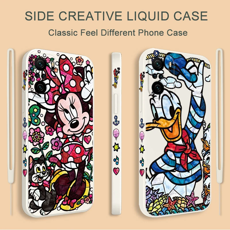 

Disney Donald Duck Minnie Mickey Phone Case For Redmi K50 K40 Gaming K30 K30S 10 10C 10X 9A 9 9T 9C 9AT 8 5G Liquid Left Rope