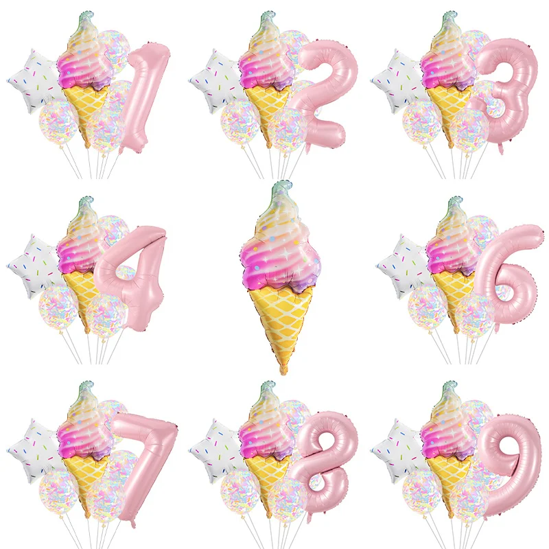 

Donut Ice Cream Aluminum Foil Five-Pointed Star Balloon Baby Shower Birthday Happy Party Candy Decoration Sweet Number SS2
