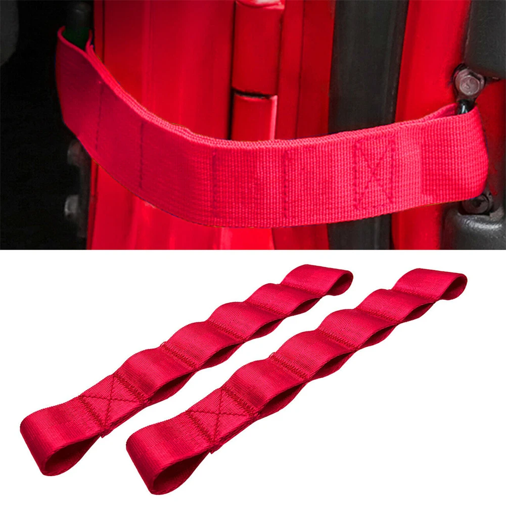 

2 Pcs Car Interior Door Limiting Check Straps Adjustable Limit Door Belt Red Nylon For Jeep Wrangler TJ JK JKU JL JLU 1995-202