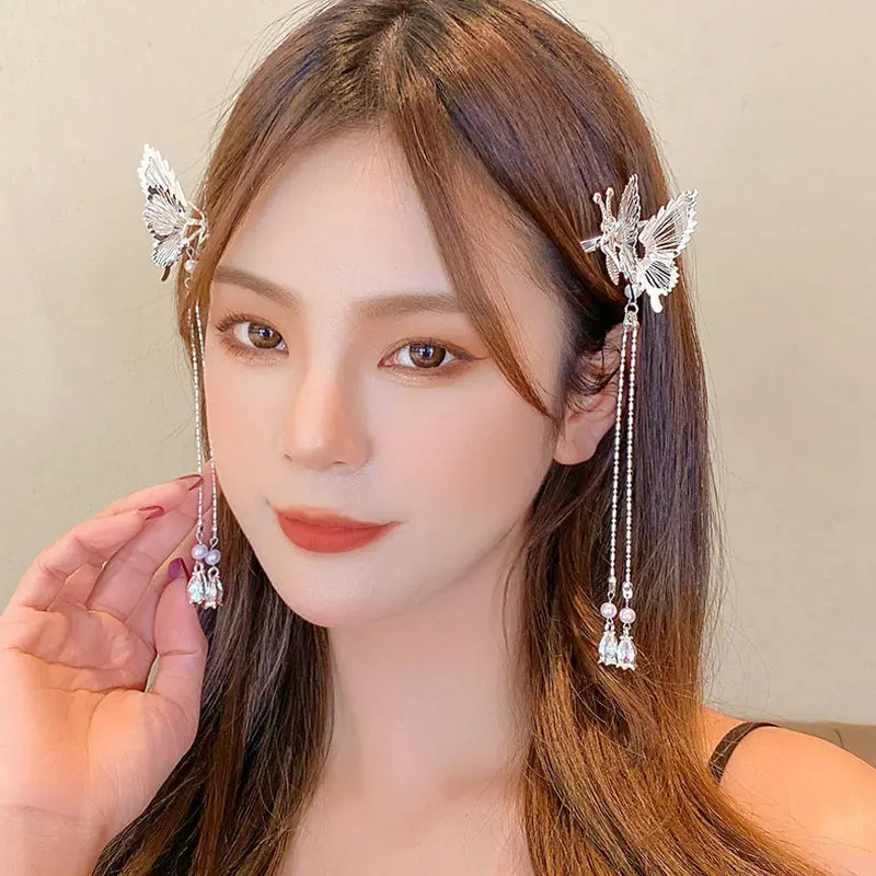 Hanfu Hairpin Hair Accessories Ancient Style Dragonfly Tassel Step Shaking Maple Leaf Comb Butterfly Side Jewelry Female