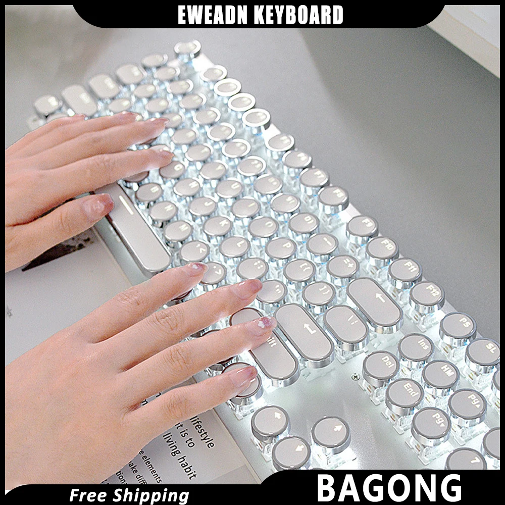 

104 Keys Keyboard Eweadn Tk100 Aluminum Alloy Mechanical Personalise Wired Pc Gamer Portable Keyboard Desktop Pc Gamer Man Gifts