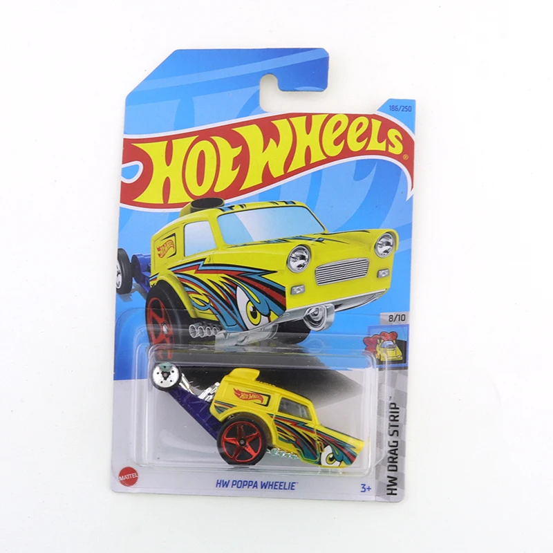 2023 Hot Wheels HW POPPA WHEELIE #186/250 HW Drag Strip 8/10 Mini сплав Coupe 1/64 Металл литье под давлением модель автомобиля