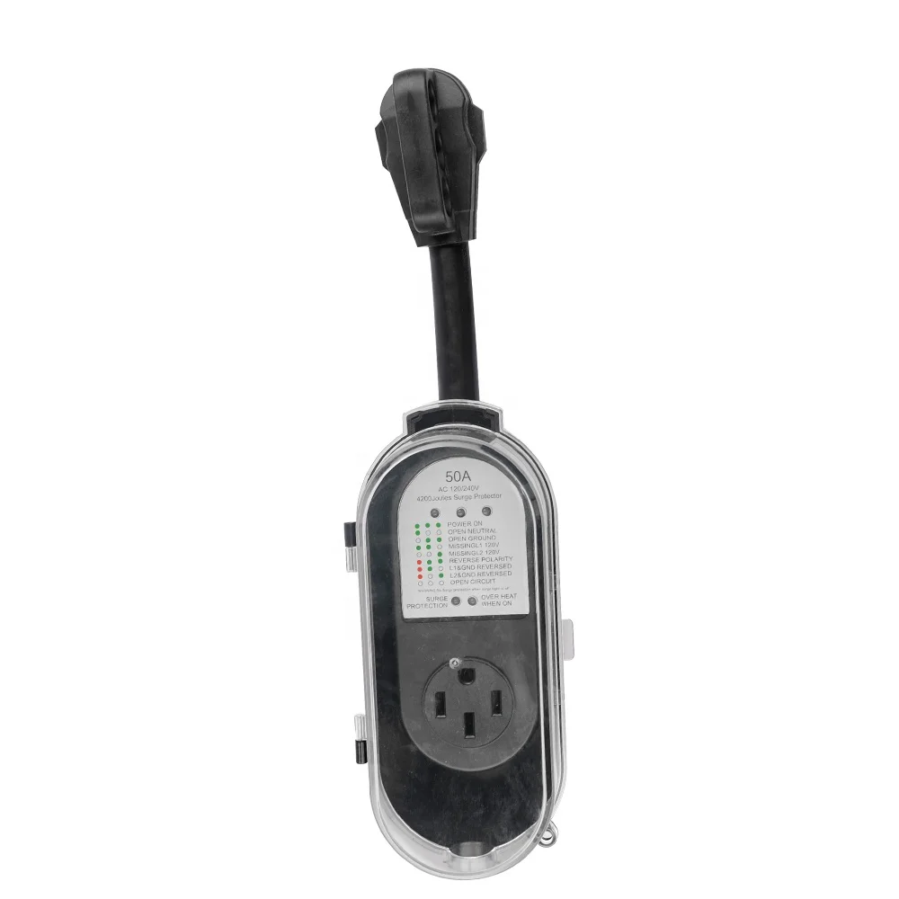 

S20 RV dogbone circuit analyzer 50 Amp 120/240V portable surge protector with cover power cord