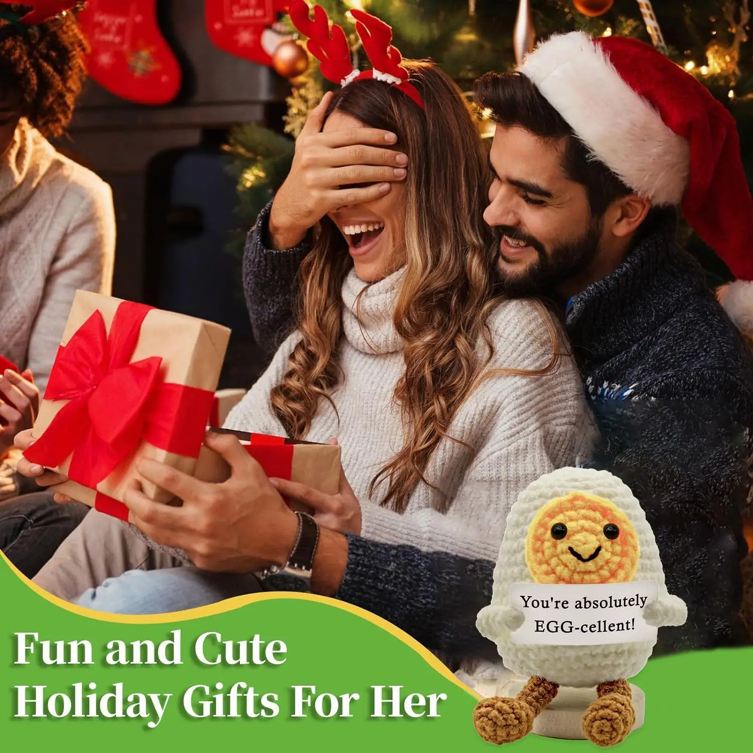 Забавная вязаная крючком карманная кукла с картой рождественское украшение для