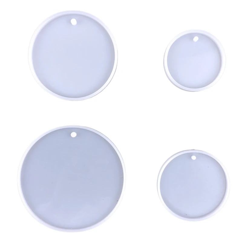 

4Pcs DIY Four Sizes Round Keychain Silicone Epoxy Molds DIY Ornaments Pendant Crafting Mould for Valentine Gift
