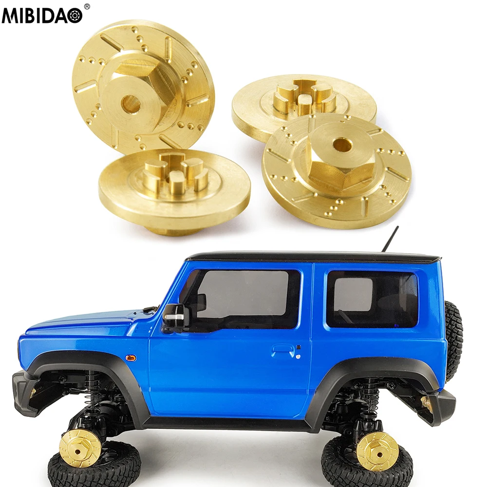 

MIBIDAO 4Pcs Brass Internal Counterweight Wheel Hub Adapter Combiner For Kyosho Mini-Z 4X4 1/18 Jimny RC Crawler Car Parts