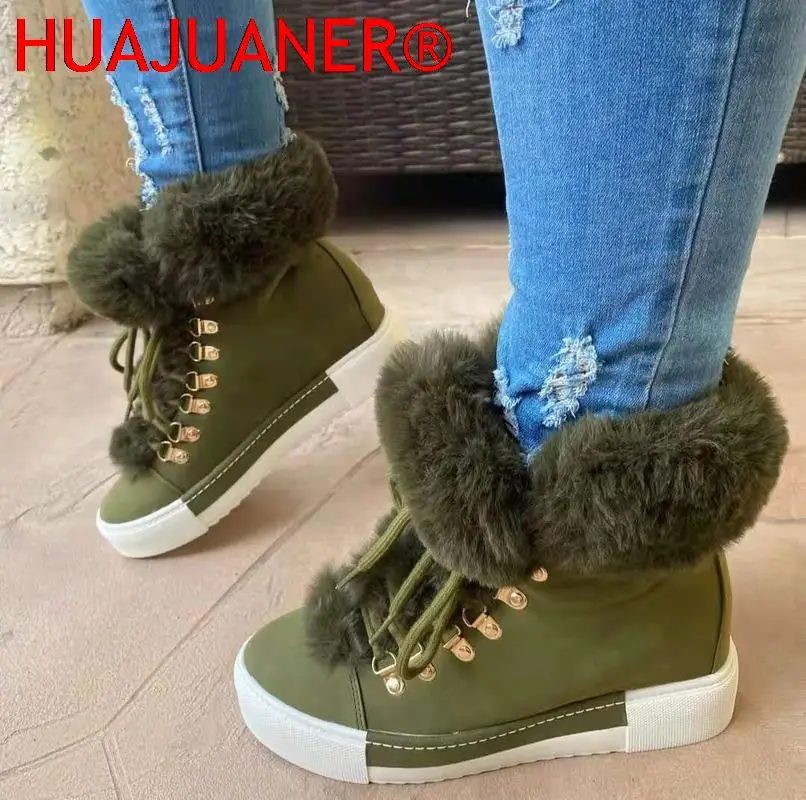 

2022 Winter New Designer Brand Luxury Women High Shoes Characteristic Real Rabbit Hair Warm Warm Size 43 Women Shoes Snow Boots
