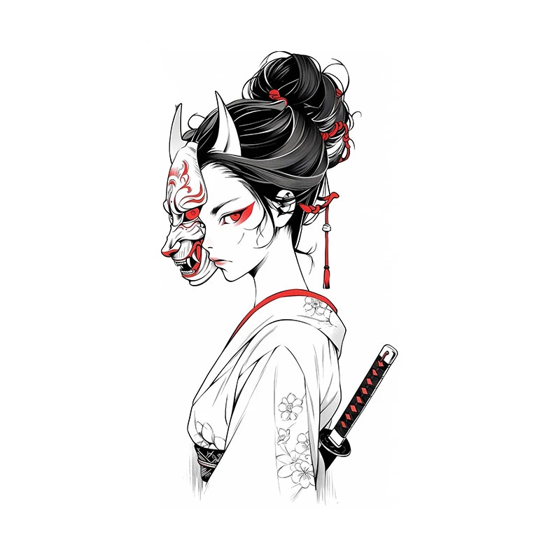 Классический дизайн маска самурая для девушек автомобильная наклейка