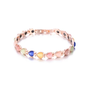 Pink Peach Heart Magnetic Bracelet For Women Jewelry Pulseras Mujer Plated Green Opal Crystal Beads in Pakistan